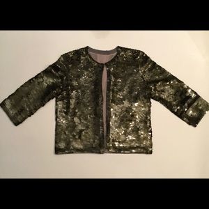 J Crew Collection Dark Green Sequin Bolero Jacket